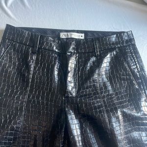 Zara black croc faux leather pants